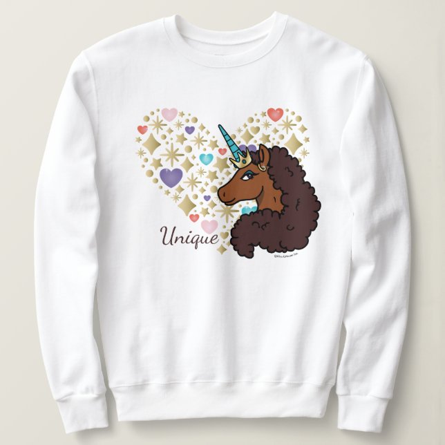 Afro Unicorn | Unique Heart Design Sweatshirt (Design Front)