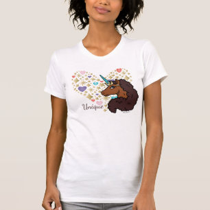 Afro Unicorn Unique Heart Design T-Shirt