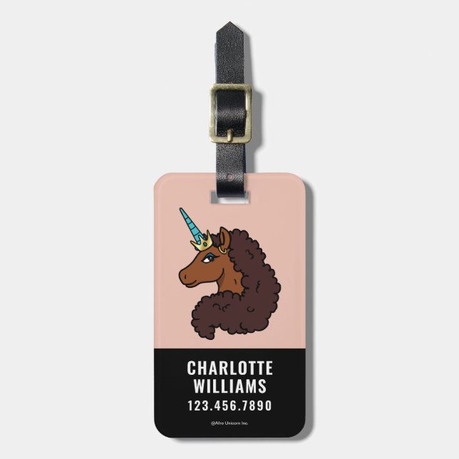 Afro Unicorn | Unique Luggage Tag (Front Vertical)