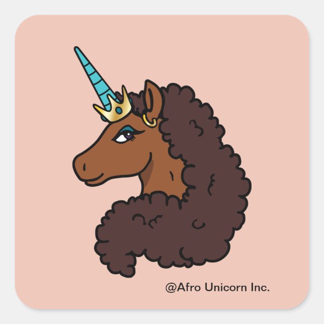 Afro Unicorn | Unique Square Sticker (Front)
