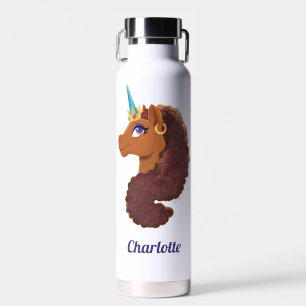 Afro Unicorn   Unique Water Bottle