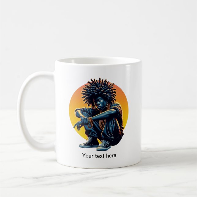 Afro Urban Art Mug – Cool Dreadlock Streetwear Sty (Left)
