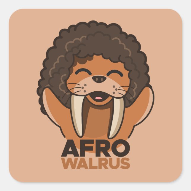 Afro Walrus Square Sticker (Front)