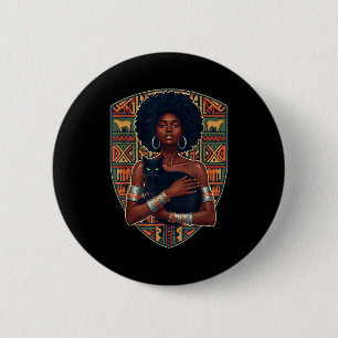 Afro woman black cat african art melanin queen 6 cm round badge
