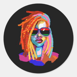 Afro Woman Black Queen Art Black History Juneteent Classic Round Sticker