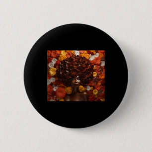 Afro Woman Floral Black Queen Puff Art Melanin Aut 6 Cm Round Badge