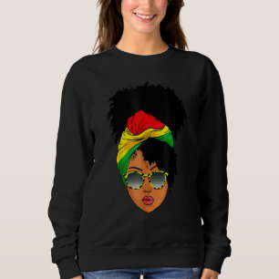 Afro Woman Headscarf Nubian Melanin Popping Black Sweatshirt