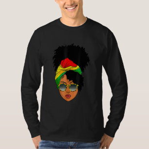 Afro Woman Headscarf Nubian Melanin Popping Black  T-Shirt