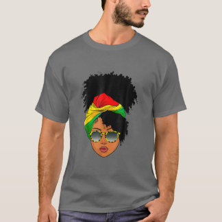 Afro Woman Headscarf Nubian Melanin Popping Black T-Shirt