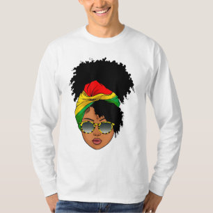 Afro Woman Headscarf Nubian Melanin Popping Black T-Shirt