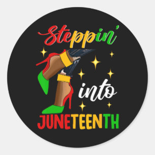 Afro Woman High Heels Black Girl Stepping Into Jun Classic Round Sticker