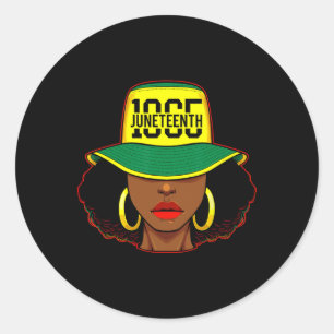 Afro Woman Juneteenth 1865 Melanin Pride African A Classic Round Sticker