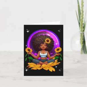 Afro Woman Yoga Sunflowers Costume Fitness Proud B Card