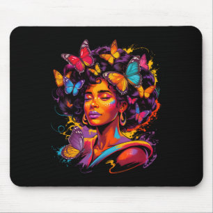 Afro Women Juneteenth Butterfly African American M Mouse Pad