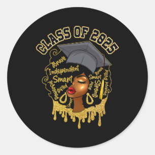 Afro Women Proud Black Girls Women Graduation Cl O Classic Round Sticker