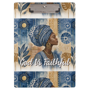 Afrobohemian Adire Fabric Aesthetic, Watercolor Clipboard
