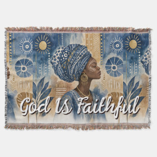 Afrobohemian Adire Fabric Aesthetic, Watercolor Throw Blanket