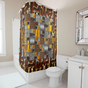 Afrocentric Abstract Collage Shower Curtain
