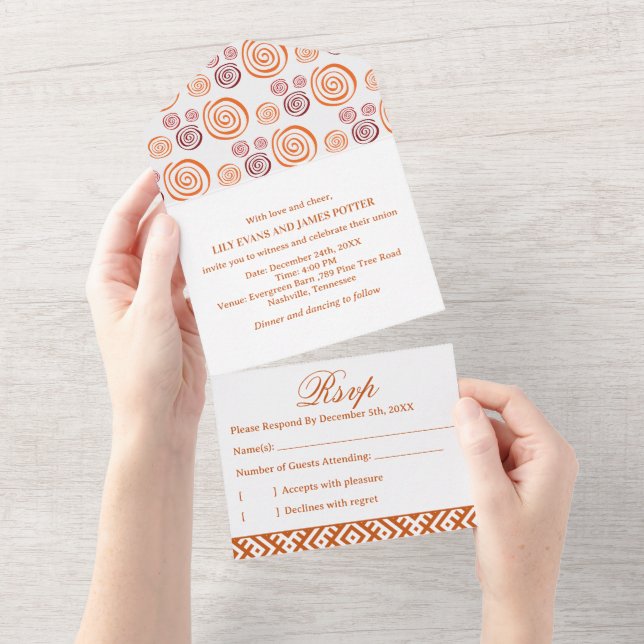 Afrocentric Abstract Pattern African Print Wedding All In One Invitation (Tearaway)