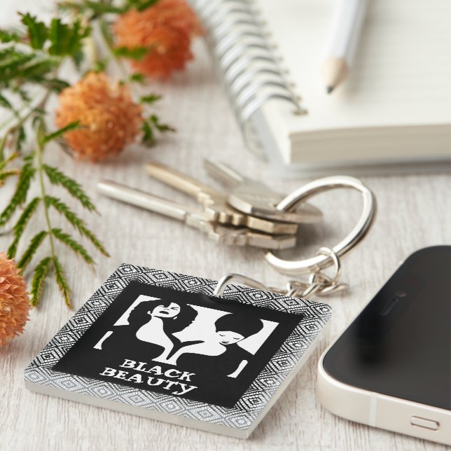  Afrocentric Art Abstract Black Women Key Ring (Front Right)