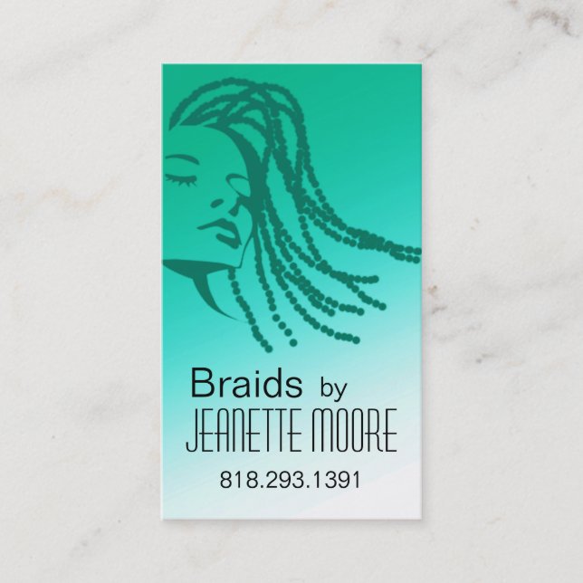 Afrocentric Braids Hair Stylist - aqua Business Card (Front)