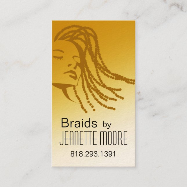 Afrocentric Braids Hair Stylist - yellow Business Card (Front)