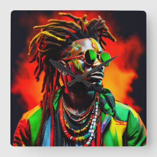 Afrocentric Bro African Men Melanin Bruh Black Dad Square Wall Clock