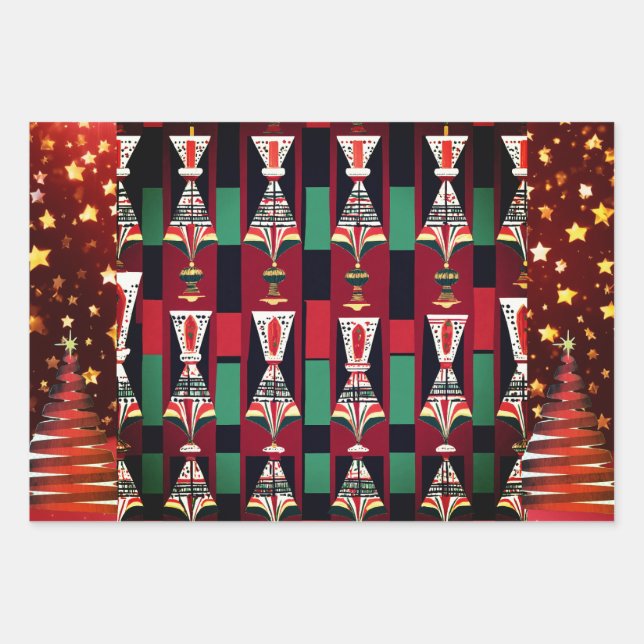Afrocentric Christmas Seamless- 19"x 29" -  Wrapping Paper Sheet (Front)