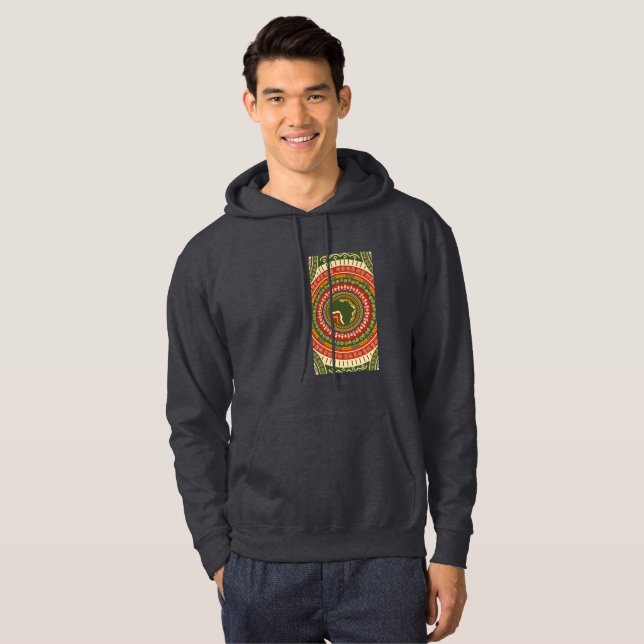 Afrocentric Dark Grey Men's Basic  Hoodie (Front Full)