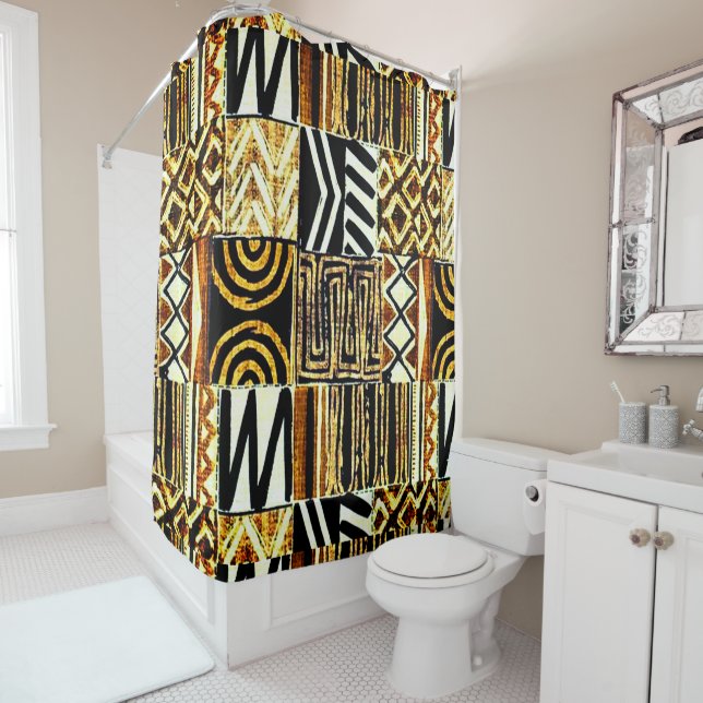 Afrocentric Distressed  Shower Curtain (In Situ)