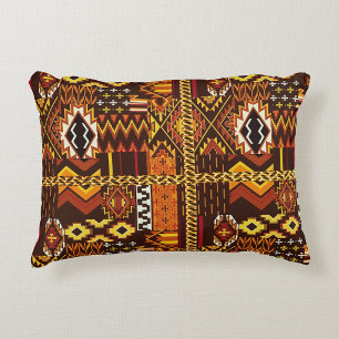 Afrocentric Elegance: Geometric Motif  Decorative Cushion