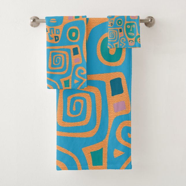 Afrocentric Geometric Bath Towels Globe Pill 26 (Insitu)