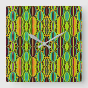 Afrocentric Geometric Cowrie Shells  Square Wall Clock