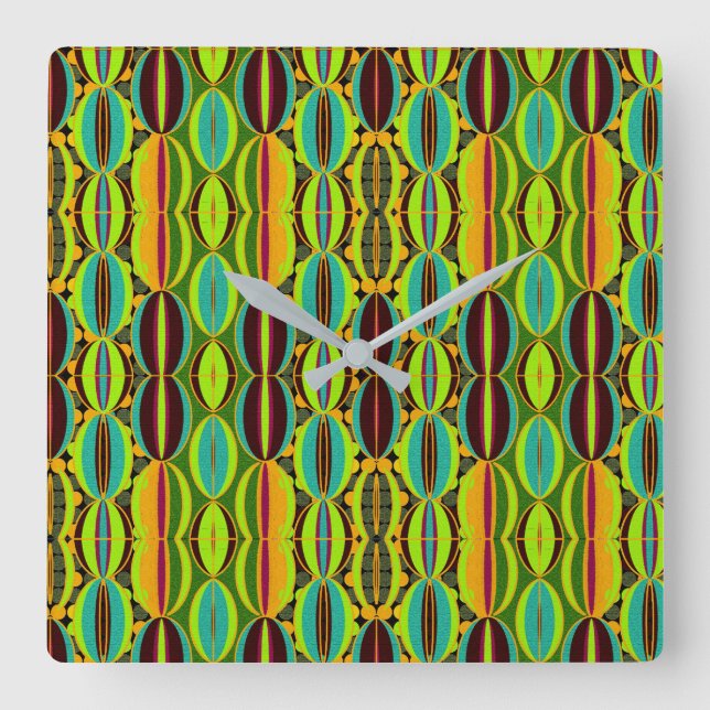 Afrocentric Geometric Cowrie Shells  Square Wall Clock (Front)