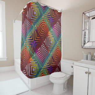 Afrocentric Geometric Motif  Shower Curtain