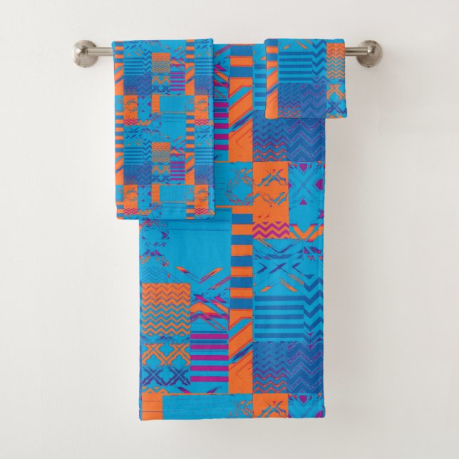 Afrocentric Geometric Print Bath Towel Set (Insitu)