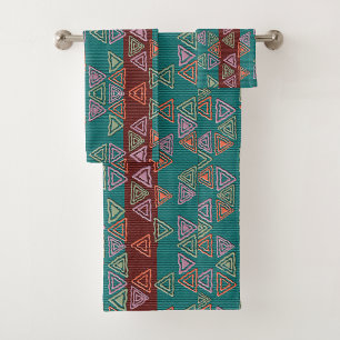 Afrocentric Geometric Print Bath Towel Set