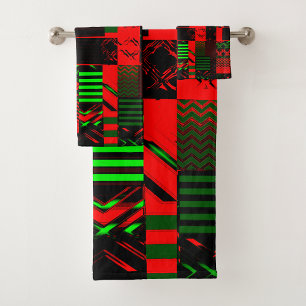 Afrocentric Geometric Print Bath Towel Set