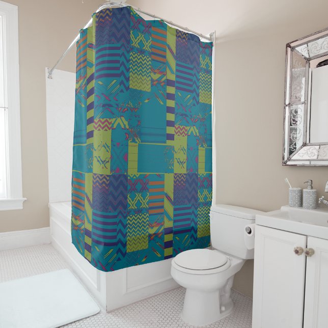 Afrocentric Geometric Print Shower Curtain  (Creator Uploaded)