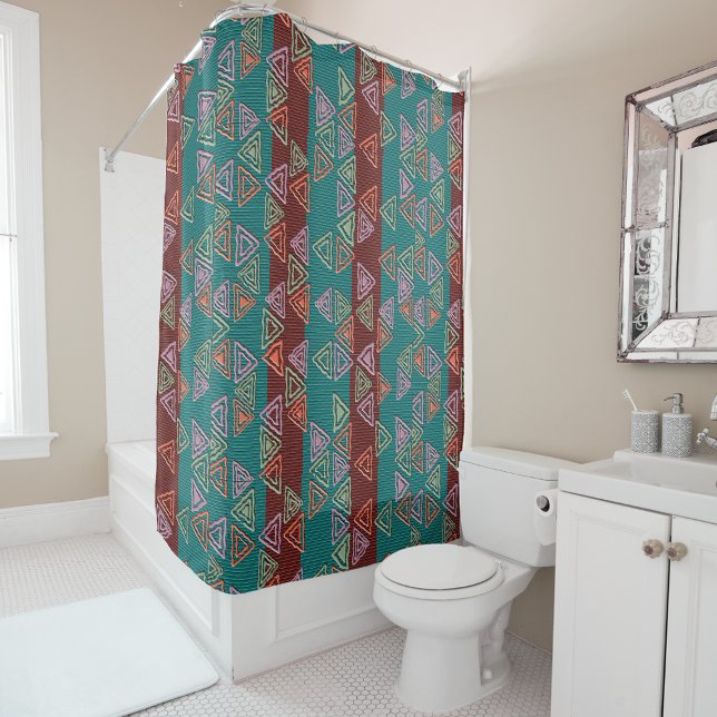 Afrocentric Geometric Print Shower Curtain  (Creator Uploaded)