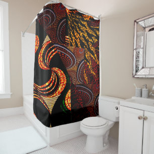 Afrocentric Graphic Pattern  Print Shower Curtain