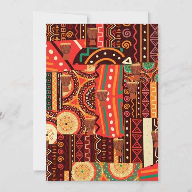 Afrocentric Kente Tribal Pattern Invitation (Front)