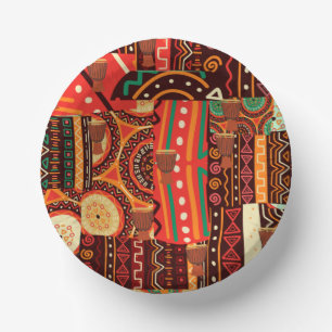 Afrocentric Kente Tribal Pattern Paper Plate