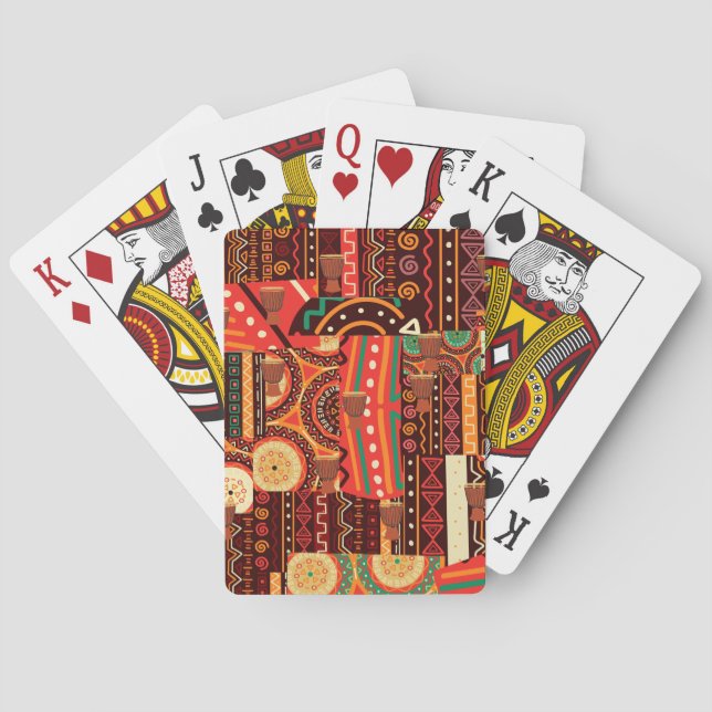 Afrocentric Kente Tribal Pattern  Playing Cards (Back)