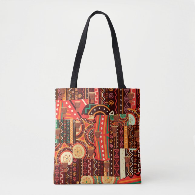 Afrocentric Kente Tribal Pattern Tote Bag (Front)
