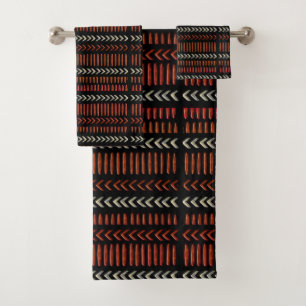 Afrocentric Line Motif Design Bath Towel Set