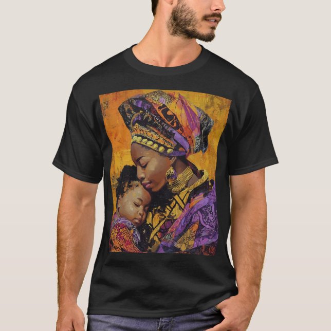“Afrocentric Mother & Child Embrace T-Shirt (Front)