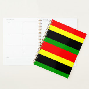 Afrocentric Red, Yellow, Black and Green Stripes Planner