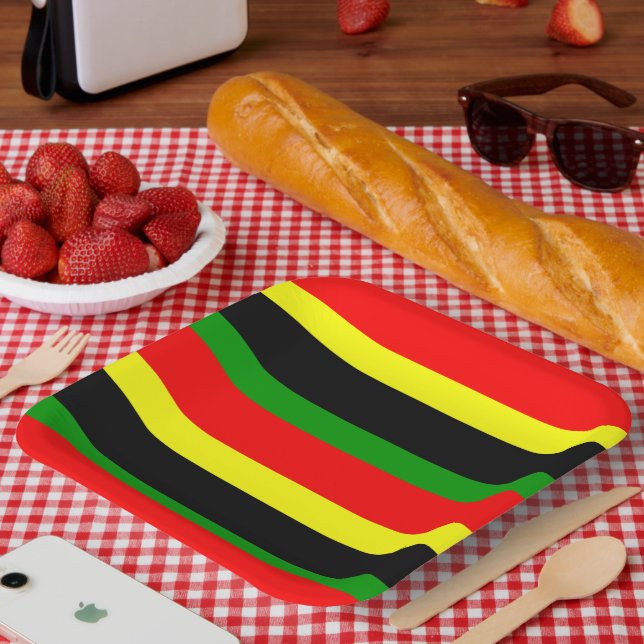 Afrocentric Striped Paper Plate (Picnic)