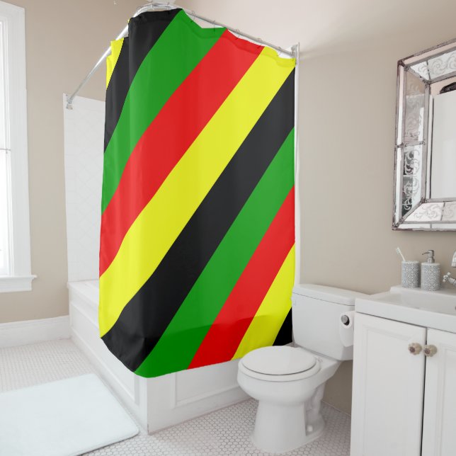 Afrocentric Stripes Shower Curtain (In Situ)